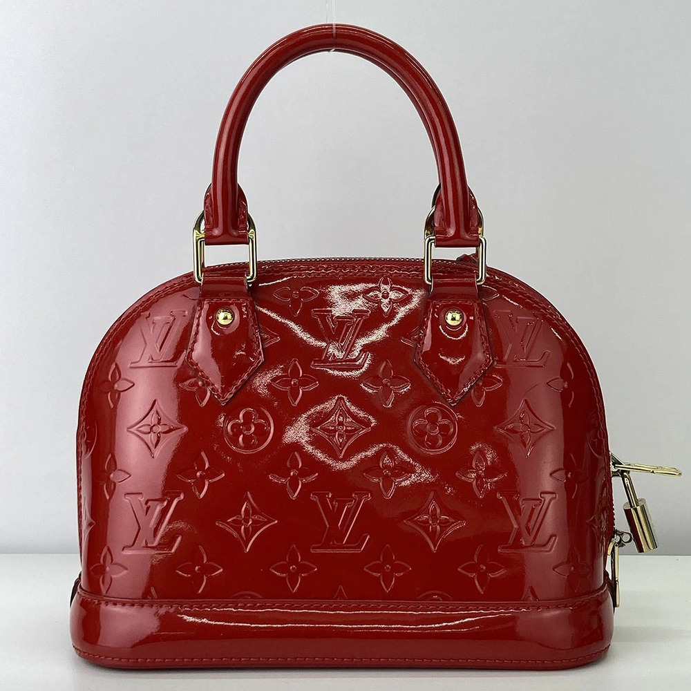 LOUIS VUITTON Alma Red Shoulder Bag Monogram Vernis - Picture 3 of 6